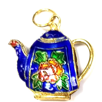 ENAMEL TEAPOT(B) 27X28MM BLUE